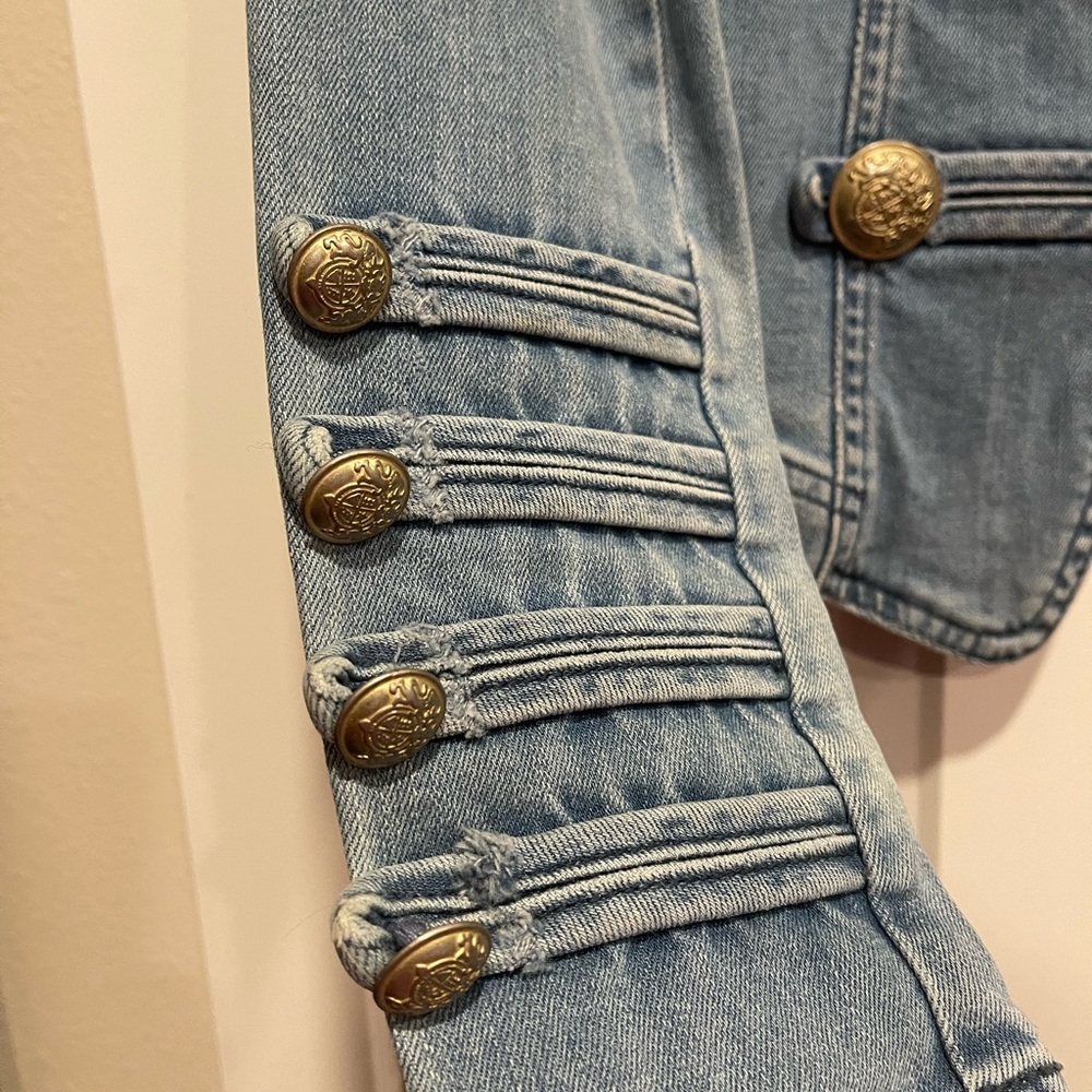 Free People Light Blue Military-Style Jean Jacket - Picture 8 of 14